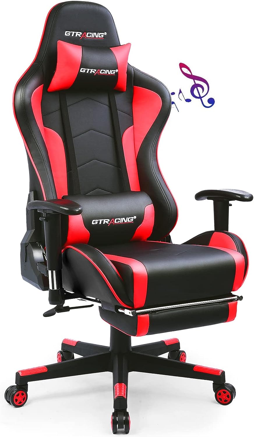 Gaming Chair with Footrest Speakers Video Game Chair Bluetooth